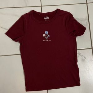 Maroon graphic shirt with flowers